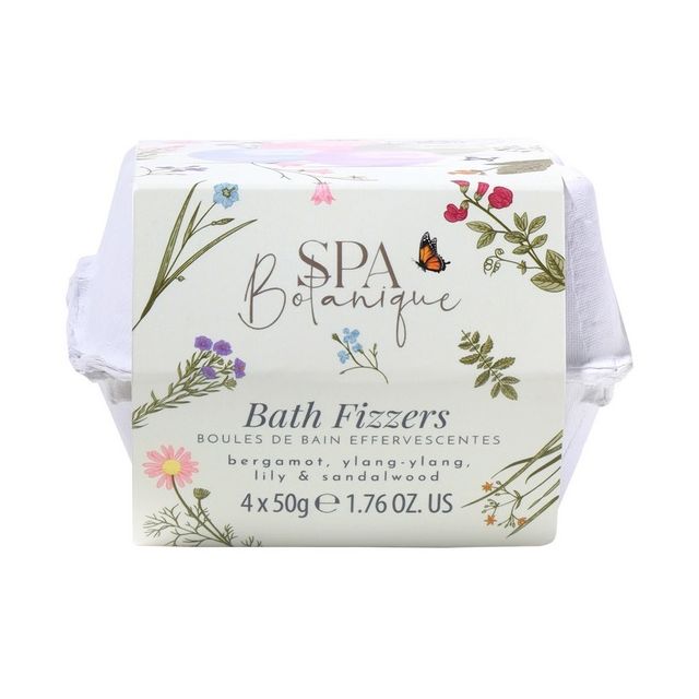 Spa Botanique Bath Fizzer Gift Set in eco-friendly egg carton packaging by The Kind Edit Co – natural, vegan & sustainable bath bombs