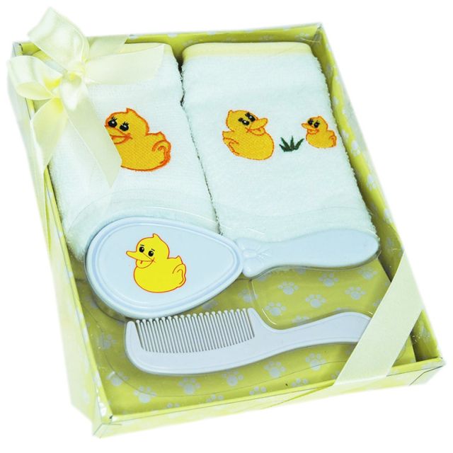 Yellow Duck Baby Washers, Brush & Comb Set