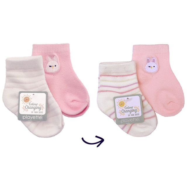 Playette’s UV Yarn Colour Changing Baby Socks