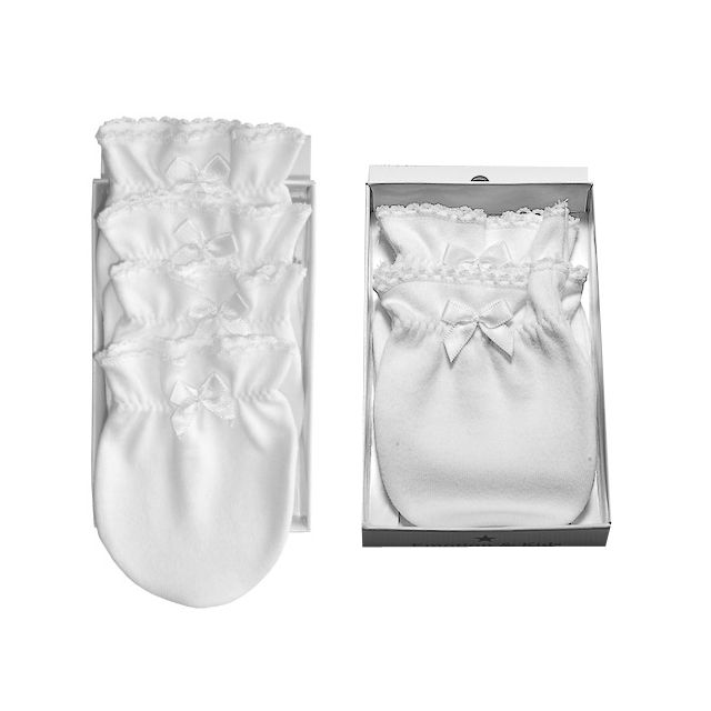Cotton Baby Mittens - White