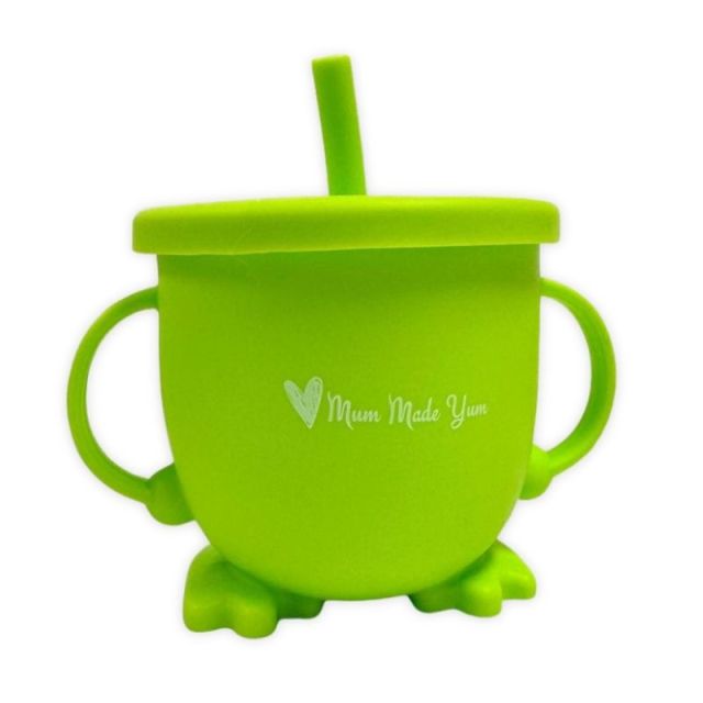 green silicone baby sippy cup