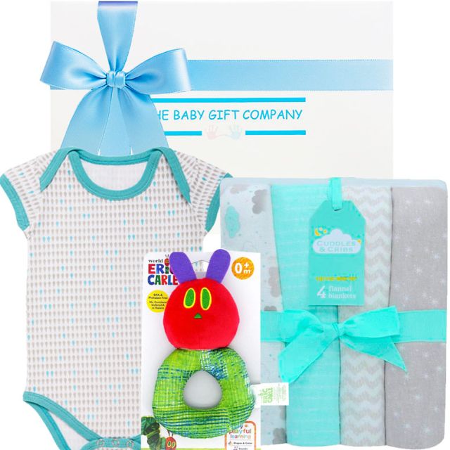 Hush baby boy gift hamper - inspired by the beloved children’s classic. Designed to stimulate baby's early development