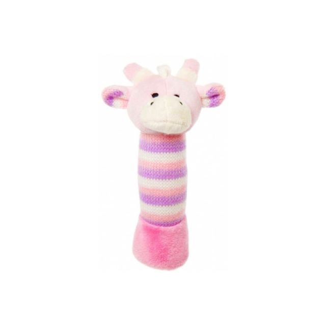 Plush Pink Giraffe Hand Rattle Toy