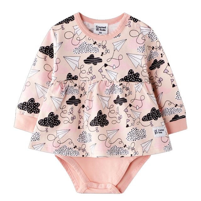 Pink Cotton Long Sleeve Dress