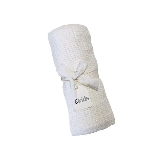 White Crochet Cellular Blanket