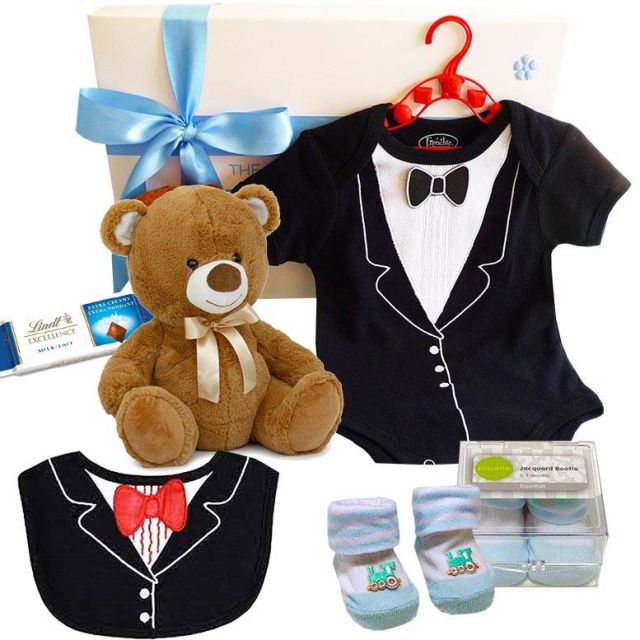 Newborn Essential Baby Boy Gift Basket, Baby Boy Shower Hamper