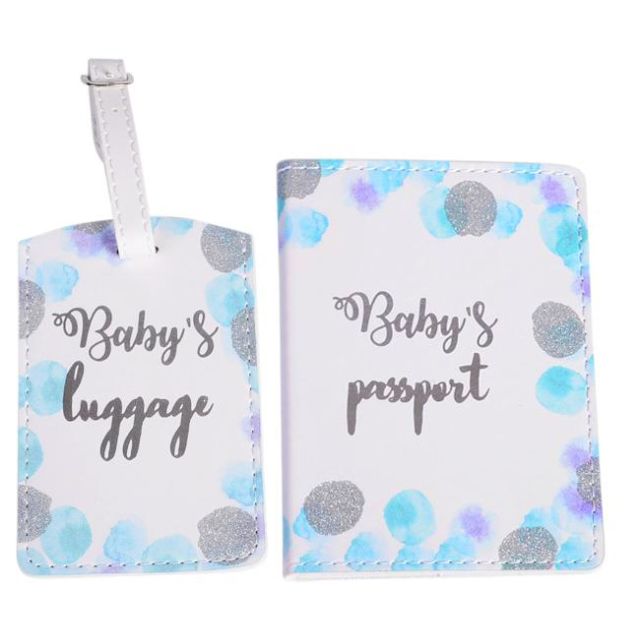 Baby's First Passport Cover & Tag Set blue