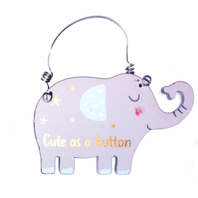 Cute as a Button Elephant Mini Hanging Plaques 