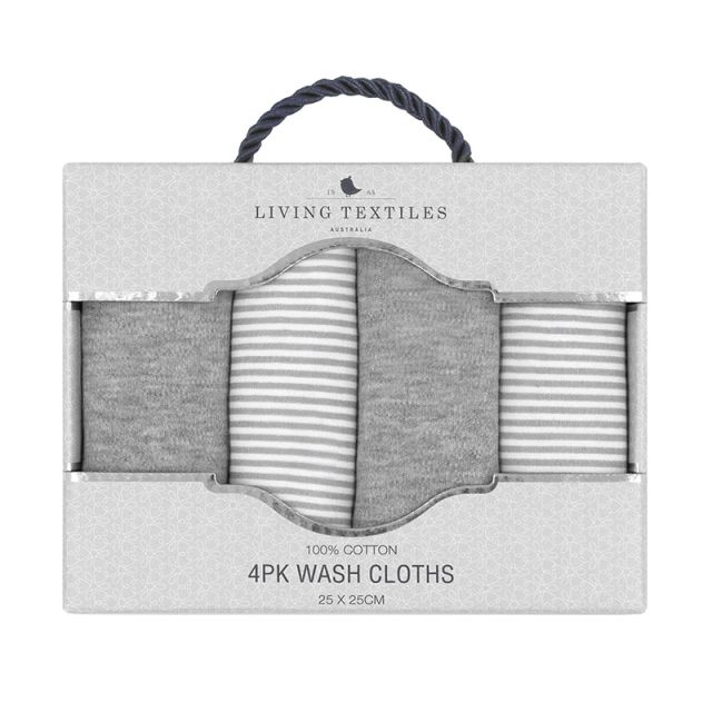 Living Textiles Cotton Wash Cloths - 4 Packs