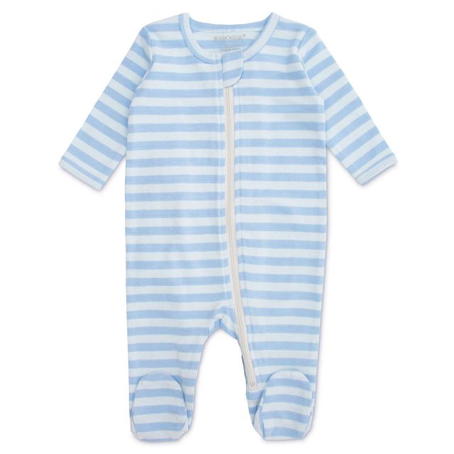 Blue Stripe Cotton Baby Zipsuit