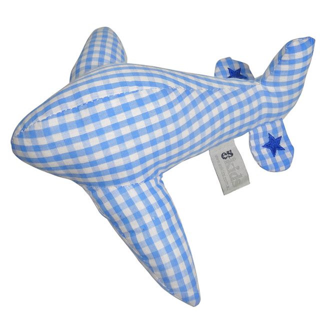 Blue Soft Plane Rattle Toy
