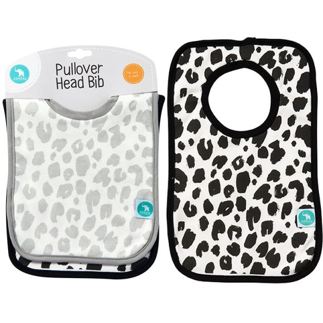Leopard Cotton Pullover Baby Bibs - 2 Pack